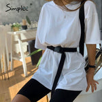 Simplee Casual roupas duas peças com cinto