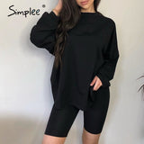 Simplee Casual roupas duas peças com cinto